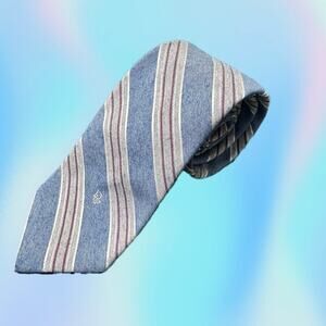 Vintage Christian Dior Cravates Striped Designer Neck Tie in Blue & Tan Work